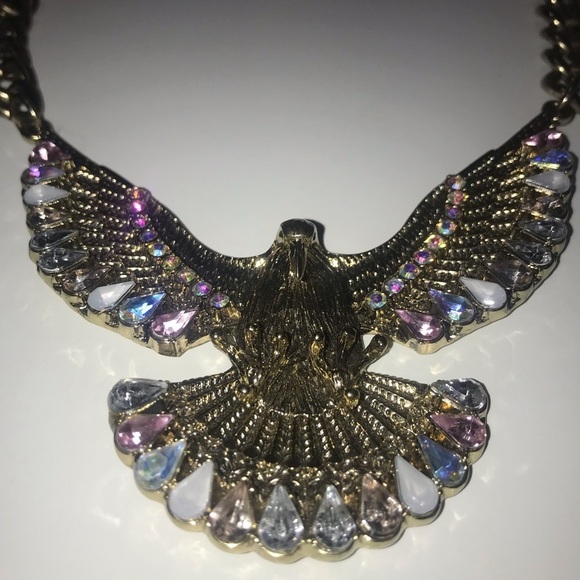 Eagle Pendant Jewelry Large Gold Tone Jeweled Textured Dimensional Chunk… - Picture 5 of 15